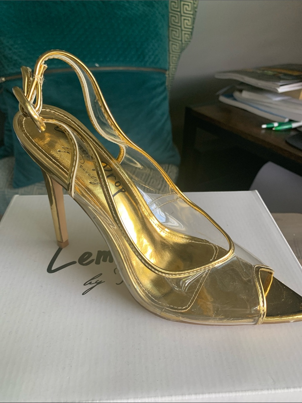 Privileged Gold Clear Slingback Stiletto